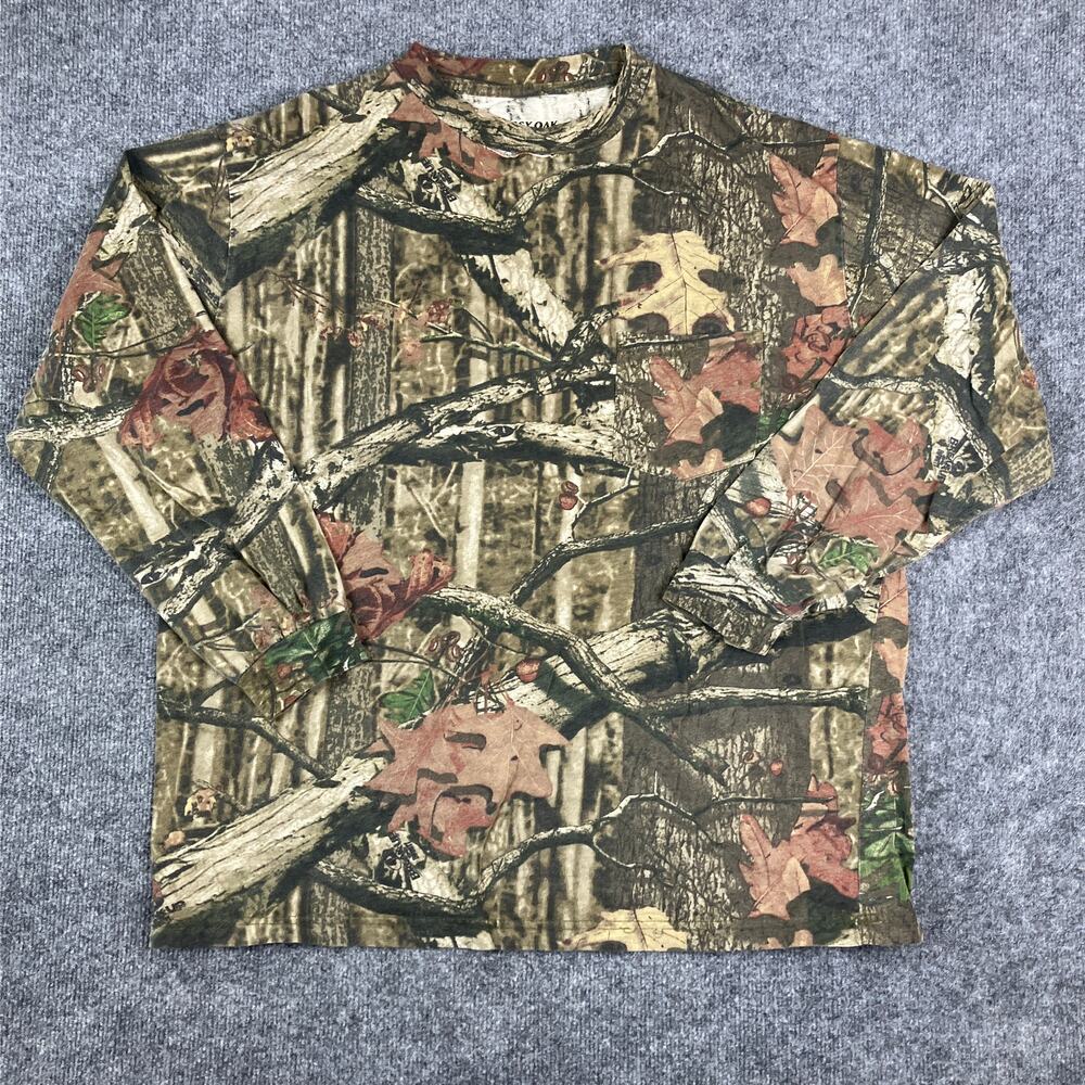 Mossy Oak Shirt Mens XL Camo Long Sleeve Crew Neck Hunting Outdoor
